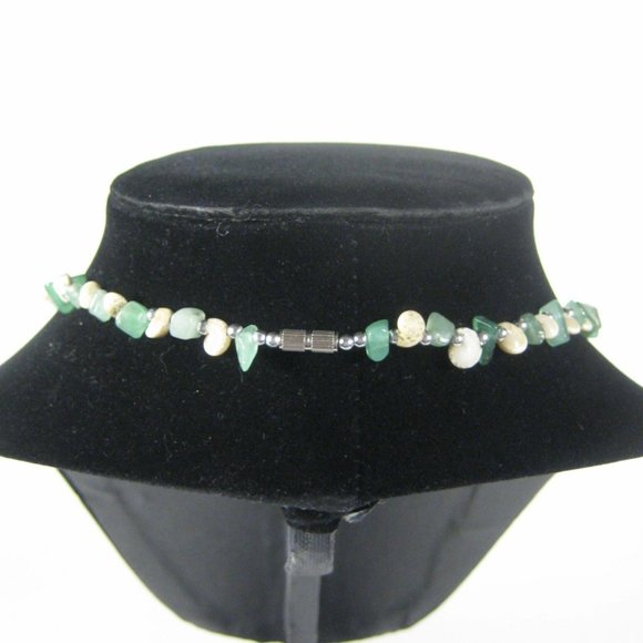 Seashell Jade Stone Chip Necklace 21 In Strand Beaded Shell Beach Sea Ocean - Picture 7 of 7